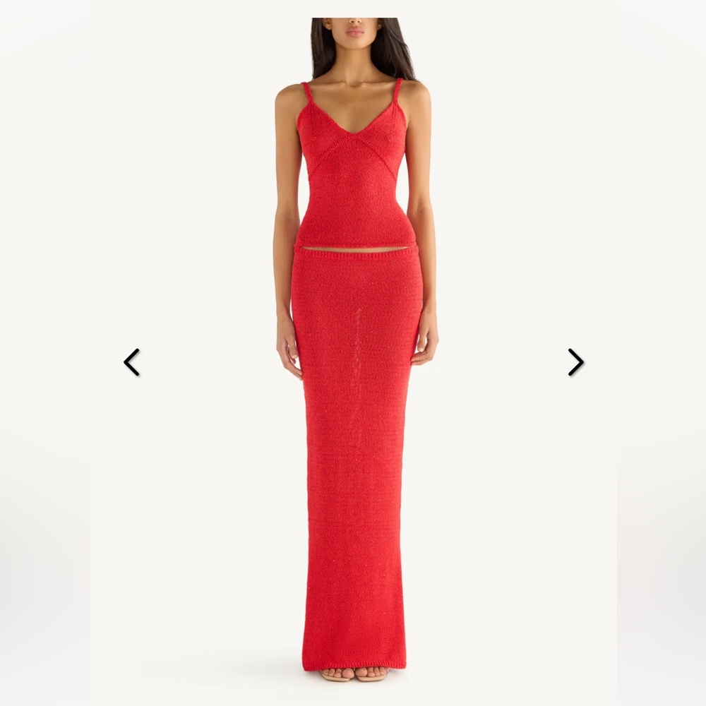 ASTA RESORT CAROLINA CAMISOLE & SKIRT IN ROSSA SEQUIN, SIZE SMALL